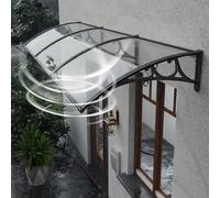 Toldo transparente para ventana, toldo curvado de policarbonato, cubierta de puerta al aire libre, refugio de protección contra la intemperie, 100 x 200 cm (39 x 79) - Diseño duradero y elegante para