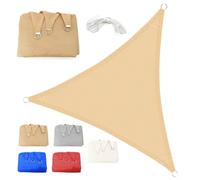 Toldo triangular de 4 x 4 m, protección UV, 95 % para pérgola de jardín, toldos al aire libre para patios, color beige, parasol para patio trasero, fácil instalación