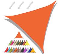 Toldo triangular de 5 x 5 m, toldo para exteriores con 95% de protección UV, diseño repelente al agua para patio, piscina, jardín, color naranja vibrante para una máxima cobertura