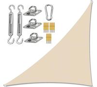 Toldo triangular impermeable con kit de fijación, 4 m x 4 m x 5 m, color beige, perfecto para jardín, picnic, camping, protección UV al aire libre y rabia en ángulo recto