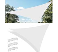 Toldo triangular impermeable para el sol, 3,4 x 3,4 x 4,9 m, protección UV, para jardín, patios y balcones, cuerdas Teon, color blanco para exteriores
