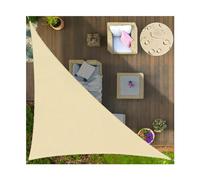 Toldo triangular UV de 5 x 5 x 7,1 m, permeable al agua, para patio, balcón, caravana, cochera y piscina, cubierta solar al aire libre con fijaciones