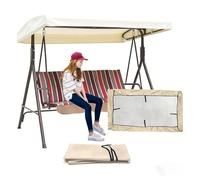 Toldo Universal para Columpio Hollywood 2 3 Plazas,Cubierta Repuesto Impermeable con Protección UV,Tela Oxford para Jardín Exterior,Off White,191 * 120 * 18/23cm