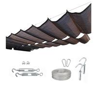 Toldo Vela de Sombra retráctil Ondulado, Cubierta for pérgola, persiana Enrollable Deslizante en Forma de U for Exteriores, con Kit de Montaje, for Patio, Porche, jardín(2x5m/6.56x16.4ft)