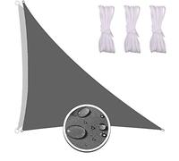 Toldo Vela de Sombra Triangular 4X4X5.7M, Multifunción Toldos Vela Baratos Impermeable Resistente a la Rotura Varios Tamaños Incluyendo Cuerda de Sujeción para Patio Trasero Gris Oscuro