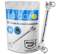 Toldoro 10x M8 Tensor de antena de acero inoxidable V4A / Tensor de toldo, tensor de cuerda, tensores para alambre, horquilla/horquilla/forma cerrada