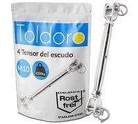 Toldoro 4x M10 Tensor de antena de acero inoxidable V4A / Tensor de toldo, tensor de cuerda, tensores para alambre, horquilla/horquilla/forma cerrada