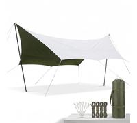 Toldos Impermeables Exterior, Carpas Camping Familiar, Lona Sombra for Picnic 440x450cm, con Palos, 99% Protección UV, con Cuerdas Antiviento, Tela Toldo Resistente(Gold,4.4x5.6m)