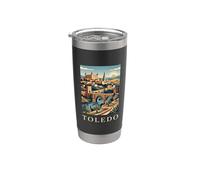 Toledo España Ciudad Histórica Puesta Del Sol Arte Escéni Vaso térmico de acero inoxidable de doble pared