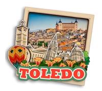 Toledo España madera 3D nevera imán ciudad viaje recuerdo lindo nevera pegatinas decoración de la cocina del hogar
