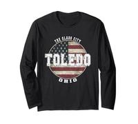 Toledo Ohio, Bandera Americana Vintage Manga Larga