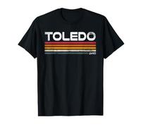 Toledo Ohio Retro Rayas Vintage City Design Camiseta gráfica económica