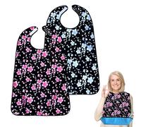 Tolenre 2 Pack Adulto Babero, Impermeable Miga Catcher Adulto Babero Reutilizable Máquina Lavable Mantiene Mealtime aseado, para hombres o cualquier persona que haya perdido habilidades motoras