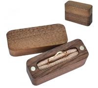 Tolenre Caja de Anillos de Madera de Nogal Interior Suave de Terciopelo Pendientes Joyas Caja de Presentación de Madera Estuche para la Ceremonia de Boda de la Propuesta de Compromiso