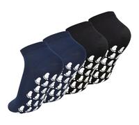 Tolenre Calcetines Antideslizantes para Hombre Mujer, Fitness Antideslizantes Calcetines, Calcetines Yoga Pilates para Mujer, Calcetines Algodón Antideslizantes pour Fitness Danza, Negro/Azul Marino
