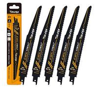 TOLESA Hojas de sierra de sable para demolición de madera y metal 225mm 8+10TPI Hojas de sierra para corte de tubos de acero, paneles de yeso, aglomerado, plástico reforzado con fibra de vidrio