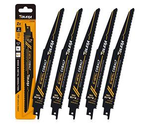 TOLESA Hojas de sierra de sable para demolición de madera y metal 225mm 8+10TPI Hojas de sierra para corte de tubos de acero, paneles de yeso, aglomerado, plástico reforzado con fibra de vidrio
