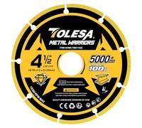 TOLESA Rueda de corte de diamante de 4 1/2 x 7/8 pulgadas para metal, rueda de corte con más de 5000 cortes en barras de refuerzo, acero, hierro e INOX