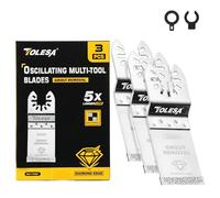 TOLESA TOLD34 - Hoja de sierra oscilante de diamante, 3 piezas, corte al ras, multiherramienta, hojas de sierra oscilantes de diamante para eliminación de lechada, limpieza de mortero, TOLD34