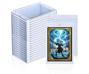 Tolesum 20PCS Magnéticas Card Holder 35PT con Protección UV Funda Plástica Dura de Tarjeta Transparentes Cartas Coleccionables Marco para Magic, MTG, Deportes, Béisbol, Fútbol - Acrílico Bluray