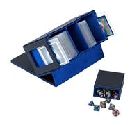 Tolesum 3 en 1 Caja de Cartas para MTG con Compartimiento Dado, 2 Ventanas de Pantalla Lateral, Caja Magnética de Tarjetas Contener 200+ Tarjetas para Cartas de Magic Commander TCG - Negro Azul