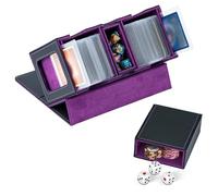 Tolesum 3 en 1 Caja de Cartas para MTG con Compartimiento Dado, 2 Ventanas de Pantalla Lateral, Caja Magnética de Tarjetas Contener 200+ Tarjetas para Cartas de Magic Commander TCG - Negro Púrpura