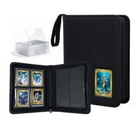Tolesum Álbum para 160 Cartas Toploader, Carpeta de 4 Bolsillos con Correa y Ventana, Incluye 10 Fundas Rígidas 3"x4", Portacartas Compatible con TCG, Cartas MTG, Coleccionables