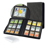 Tolesum Álbum Toploader Cartas Coleccionables 216 Compartimentos - Carpeta Binder TCG MTG con 10 Fundas 35PT - Archivador Card Portfolio Cremallera Impermeable Negro