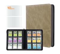 Tolesum Álbum Toploader Cartas Coleccionables 216 Compartimentos - Carpeta Binder TCG MTG con 10 Fundas 35PT - Archivador Card Portfolio Cremallera Impermeable - Caqui