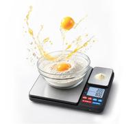 Tolesum Báscula Cocina Doble Bandeja Alta Precisión, 10kg/1g & 500g/0,01g, Balanza Digital Recargable USB, 14 Unidades, Tara, PCS, Pantalla LCD, Acero Inoxidable, Repostería, Joyería, Especias