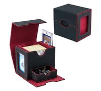 Tolesum Caja de Cartas para MTG, Card Deck Box para 100+ Cartas con 2 Pantallas Commander, Magnetic Flip Box con Cuero de PU para Cartas de Magic Commander TCG - Rojo