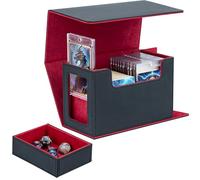 Tolesum Caja para tarjetas de doble capa para MTG, con Compartimiento Dado, Deck Box para 200 tarjetas para Cartas de Magic Commander TCG - Rojo