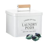 TOLIDA Caja de almacenamiento para detergente de metal inoxidable, caja de polvo de lavandería impermeable con tapa, gel de lavado, caja de conservación para lavavajillas, detergente, almohadillas de