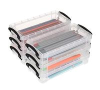 TOLIDA Caja de Lápices de 6 Piezas-Plástico Transparente Estuche de Lápices con Clip Negro Caja Organizadora para Lápices de Colores Marcadores Bolígrafos Neutros Gomas de borrar Cintas
