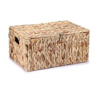 TOLIDA Cesta de almacenamiento natural de jacinto de agua de algas marinas tejidas, Caja organizadora impermeable con tapa para armario, hogar, cocina, ropa, libros, frutas, verduras
