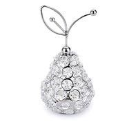 TOLIDA Figura de cristal brillante con forma de pera artificial, escultura de frutas, centro de mesa, decoración para el hogar, mesa de comedor, boda/fiesta de cumpleaños (pera, plateado)