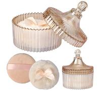 TOLIDA Juego de 3 botes de polvo de cristal, recipiente para polvos corporales, lata para polvos de bebé, estuche para polvos corporales, talco, polvo cosmético para viajes, cumpleaños como regalo