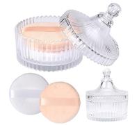 TOLIDA Juego de botes de polvo de cristal, recipiente para polvos corporales, bote vacío para polvos de bebé, con borla de polvo, estuche para polvos corporales, talco, polvo cosmético para viajes