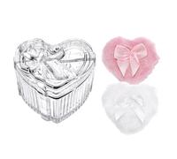 TOLIDA Juego de botes de polvo de cristal, recipiente para polvos corporales en forma de corazón, lata vacía para polvos para polvos corporales, polvos de talco, polvo cosmético para viajes