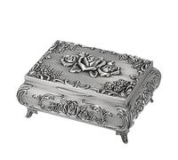 TOLIDA Mini Caja de Música Rosas Talladas Clásico Galvanizado Rectangular Joyero Metal Vintage Anillo Caja Ornamento Artesanal (Tú eres mi sol)