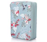 TOLIDA Portalápices 200 Ranuras con Cremallera Portabolígrafos GrandeConveniente portalápices de Colores de Varios nivelesRecambio de Purpurina neutraLápices de Colores (Flor de colibrí Azul)