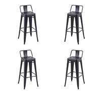 Tolix, Pack de 4 taburetes, Silla Alta de Cocina o Salón, Taburete Alto de Bar, Taburete Contract, Acabado en Negro Mate, Medidas: 30 cm (Ancho) x 33 cm (Fondo) x 93 cm (Alto)