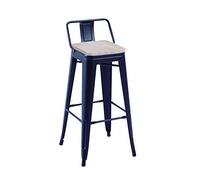 Tolix, Pack de 4 taburetes, Silla Alta de Cocina o Salón, Taburete Alto de Bar, Taburete Contract, Acabado en Negro Mate y Roble Salvaje, Medidas: 30 cm (Ancho) x 33 cm (Fondo) x 93 cm (Alto)