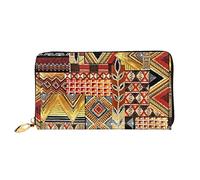 TOLKAT Island Of Cuba - Cartera unisex con cremallera de cuero de microfibra larga a la moda minimalista de gran capacidad, retazos textiles africanos, Talla única