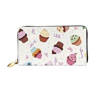 TOLKAT Island Of Cuba - Cartera unisex con cremallera de cuero de microfibra larga a la moda minimalista de gran capacidad, Deliciosos cupcakes, Talla única