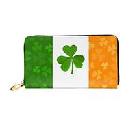 TOLKAT Island Of Cuba - Cartera unisex con cremallera de cuero de microfibra larga a la moda minimalista de gran capacidad, Irish Flag, Talla única