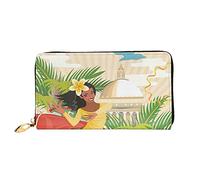 TOLKAT Island Of Cuba - Cartera unisex con cremallera de cuero de microfibra larga a la moda minimalista de gran capacidad, Isla de Cuba, Talla única
