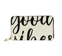 TOLKAT Merry Christmas Day - Cartera unisex con cremallera de cuero de microfibra larga a la moda minimalista de gran capacidad, good vibes only, Talla única