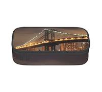 TOLKAT New York Manhattan Bridge Night - Bolsa de papelería de gran capacidad con compartimento duradero para bolígrafos, caja de lápices, para adolescentes, niñas, niños y adultos