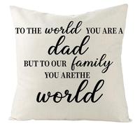 Tolldek 1 fundas de cojín decorativas, to the World You Are a Dad, aspecto de lino con cremallera, para dormitorio, salón, decoración moderna del hogar, color blanco y negro, 45 x 45 cm